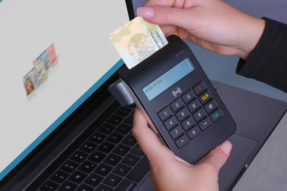 A practice manager signing in to accounts software with a fingerprint instead of a typed password